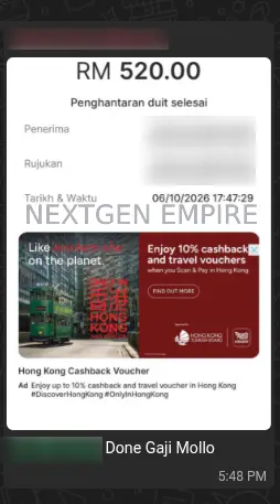 Bukti Gaji Mollo RM 520 Nextgen Empire